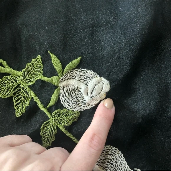 Vintage 70s Lillie Rubin Embroidered Tulle High Rise Formal Maxi Skirt - Picture 9 of 16